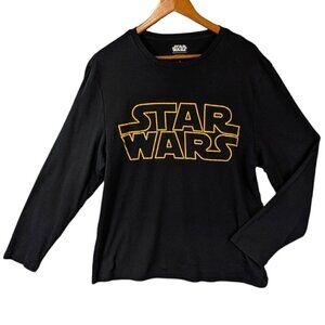Star Wars Pajama Top Mens Large T Shirt Long Sleeve Black Official 100% Cotton‎